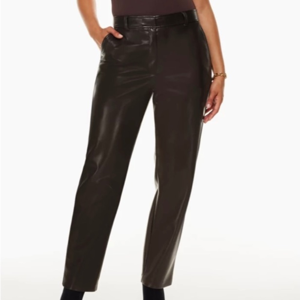 NWT Aritzia Babaton Command Pants Black Faux Leather sz 16